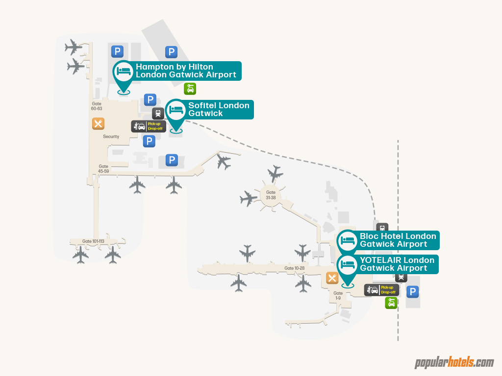 Hotels inside london gatwick airport(LGW) airport